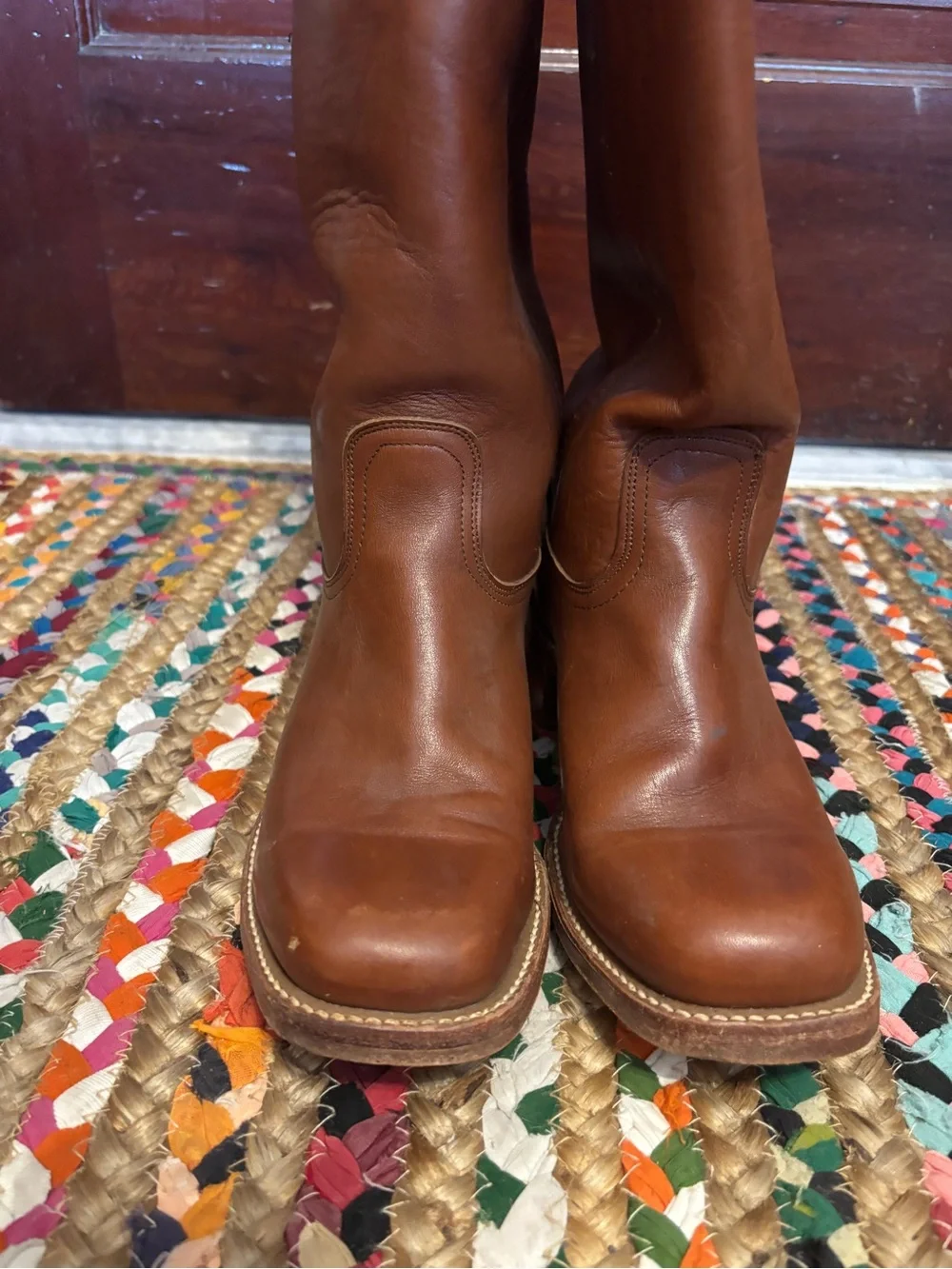 Frye Vintage Campus Brown Leather Mid-Calf Boots Made in USA